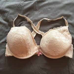 Nude Lace Criss Cross Push Up Bralette | 40DD